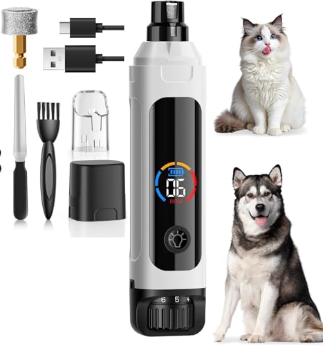 Image of Boltz Dog Nail Grinder, 6-Speed Quiet Electric Pet Nail Trimmer with Dual LED Light, 7000-12000 RPM, Rechargeable Nail Grinder for Small, Medium & Large Dogs, Extra Grinding Head Included