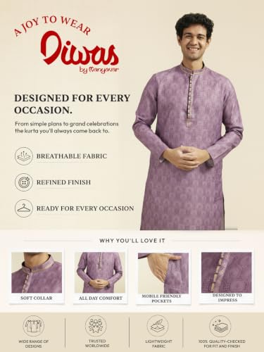Image of DIWAS BY MANYAVAR Men's Cotton Blend Printed Kurta (1pc)