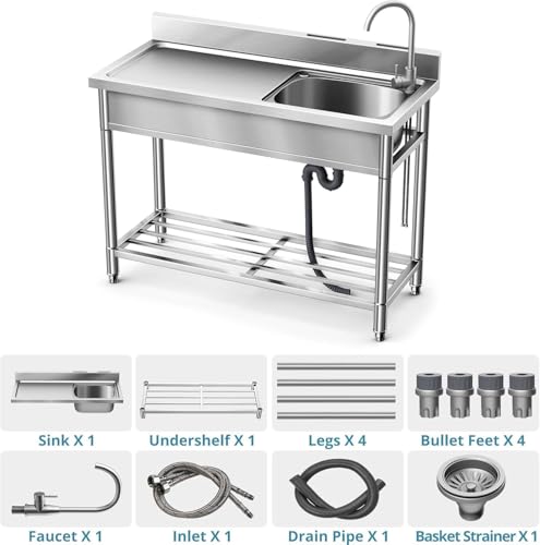 Image of Stainless Steel Sink, Kitchen Sink with Countertop Workstation