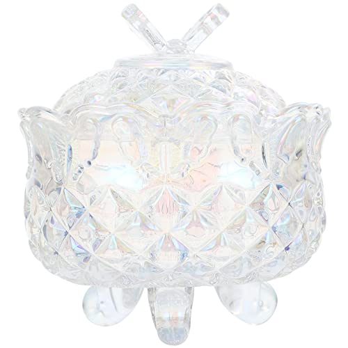 EXCEART ガラス容器 キャニスター 蝶のふた付き 収納 コットンケース 家庭用 クリスタル 小物入れ 綿棒入れ キャンディー ガラスジャー コスメケース インテリア クリスタルジャー