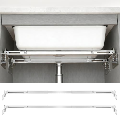ANTREATU 2 PCS Undermount Sink Brackets Adjustable Under Sink Support Bracket Stainless Steel Kitchen Sink Support for Heavy Duty Undermount Kitchen Sink 71-100cm
