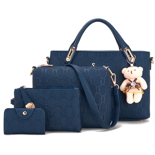 Image of Purse for Women Fashion Medium Shoulder Bag Crossbody Handbag Set 4PCS | Stylish Style,Chain Texture Design,with a Crossbody Strap,4-in-1 Multi-Style Purse Set