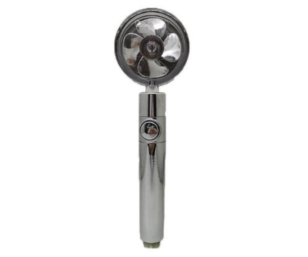 Pommeau de douche haute pression anti-gaspillage rotatif argenté