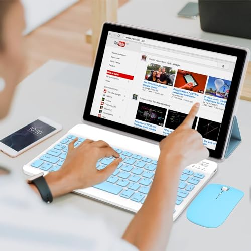 Image of Android 13 Tablet with Keyboard, 2024 Newest 10 Inch 2-in-1 Tablet, 8GB RAM+128GB ROM /1TB Expandable Tablet PC, Quad-Core 2.0GHz CPU 10 Inch HD Screen, 2.4G /5G WiFi 6 BT 5.0 Tablet with Case