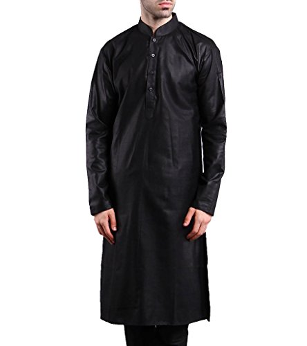 Kurta negra Bollywood 3XL para noches de descanso y relax