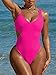 Pink Queen Women's Sexy One Piece Swimsuit Cutout High Cut Tummy Control Bathing Suit Swimwear Bright Pink L