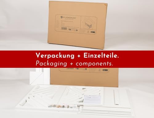 WONDERMAKE® Design Hundekäfig aus Holz für Zuhause Wohnung mit Beistelltisch, Hundebox fürs Wohnzimmer Indoor, 90x60 cm weiß