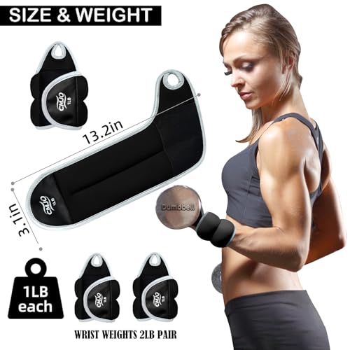 Image of Wrist Weights for Women, Arm Weights with Thumb Loops Lock for Running Walking Yoga - 0.5lb*2, 1lb*2, 2lbs*2 Set