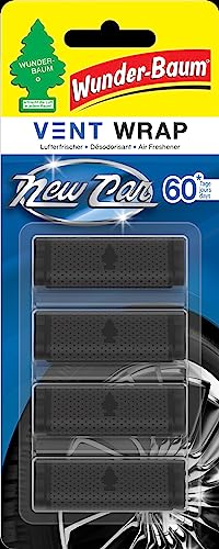 WUNDER-BAUM Vent Wrap | Lufterfrischer fürs Lüftungsgitter | Bietet langanhaltenden Duft | Unauffälliges Design | New Car, 4 Stück., 2.39