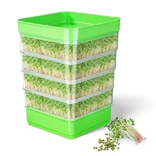 WYWY.Wide germoir 4 niveaux en polypropylène vert