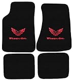 AveryAutoMats Custom Fit 4 Piece Carpet Floor Mats Compatible with 1982-2002 Pontiac Firebird Trans Am with Red Logo on Front Mats - Black