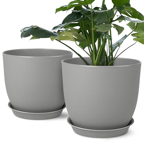 Macetas de 8 pulgadas, juego de 2, macetas con agujeros de drenaje de malla múltiple, macetas para plantas y flores de jardín de interior y exterior