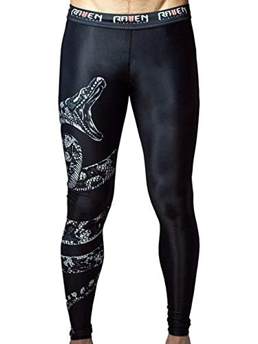 Raven Fightwear Men's Constrictor Snake Leggings Spats MMA BJJ Black Small