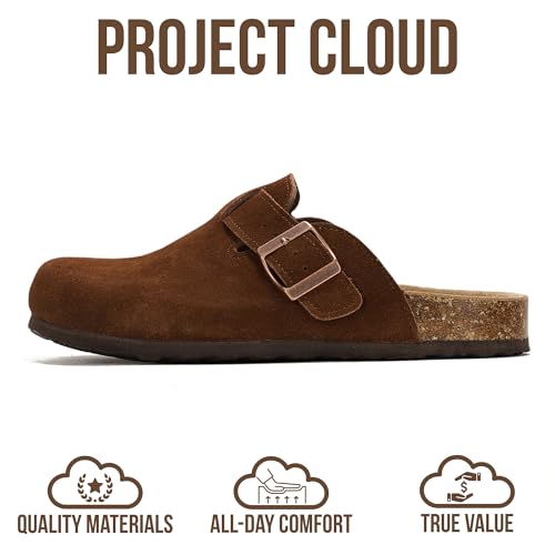 Image of Project Cloud 100% Genuine Leather Footbed Clogs for Women - Memory Foam Arch Support Slippers for Women - Trendy Slip-ons Women's Mules & Clogs Sandals