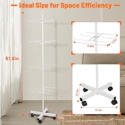 Image of Flenpptly Retail Display Stand Rotating Display Stand 4 Tier Spinning Display Stand for Craft Shows, Jewelry, Keychain, Earring Adjustable Height Retail Display Racks (White)