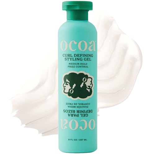 Image of OCOA Beauty Curl Defining Styling Gel with Flaxseed, Mango Butter & Hibiscus - Medium Hold for Curly & Wavy Hair - Frizz Control, Deep Hydration & Soft Defined Curls with Zero Flaking or Crunch - 8oz