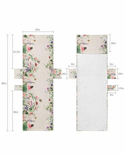 Spring Floral Beach Lounge Chair Towel Cover, Soft Chaise Lounge Towel with Side Pockets Patio Pool Chairs Cover for Beach/Pool Sunbathing 29x85 Watercolor Elegant Botanical Butterfly Rustic