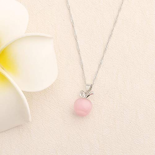 bobauna 3D Pink Opal Apple Shape Pendant Necklace Apple Jewelry Teachers Appreiation Gift for Mentor Coach Principal 5