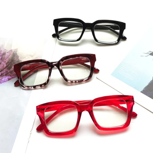 Image of JOSCHOO 3 Pack Reading Glasses Blue Light Blocking Computer Spring Hinge Readers for Women Men