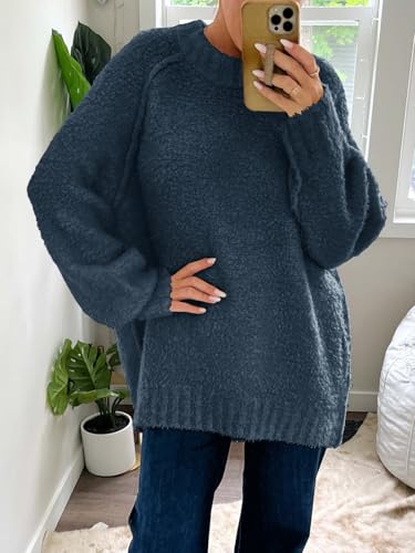 Image of Saodimallsu Womens Oversized Sweater Fuzzy Long Sleeve Casual Tunic Sweater
