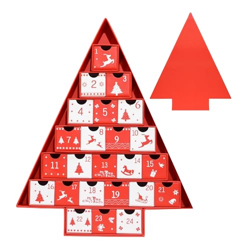 Caja calendario de Adviento | Calendario de Navidad de 24 días con números | Decoración estacional de invierno para fiestas numerada para dulces y juegos