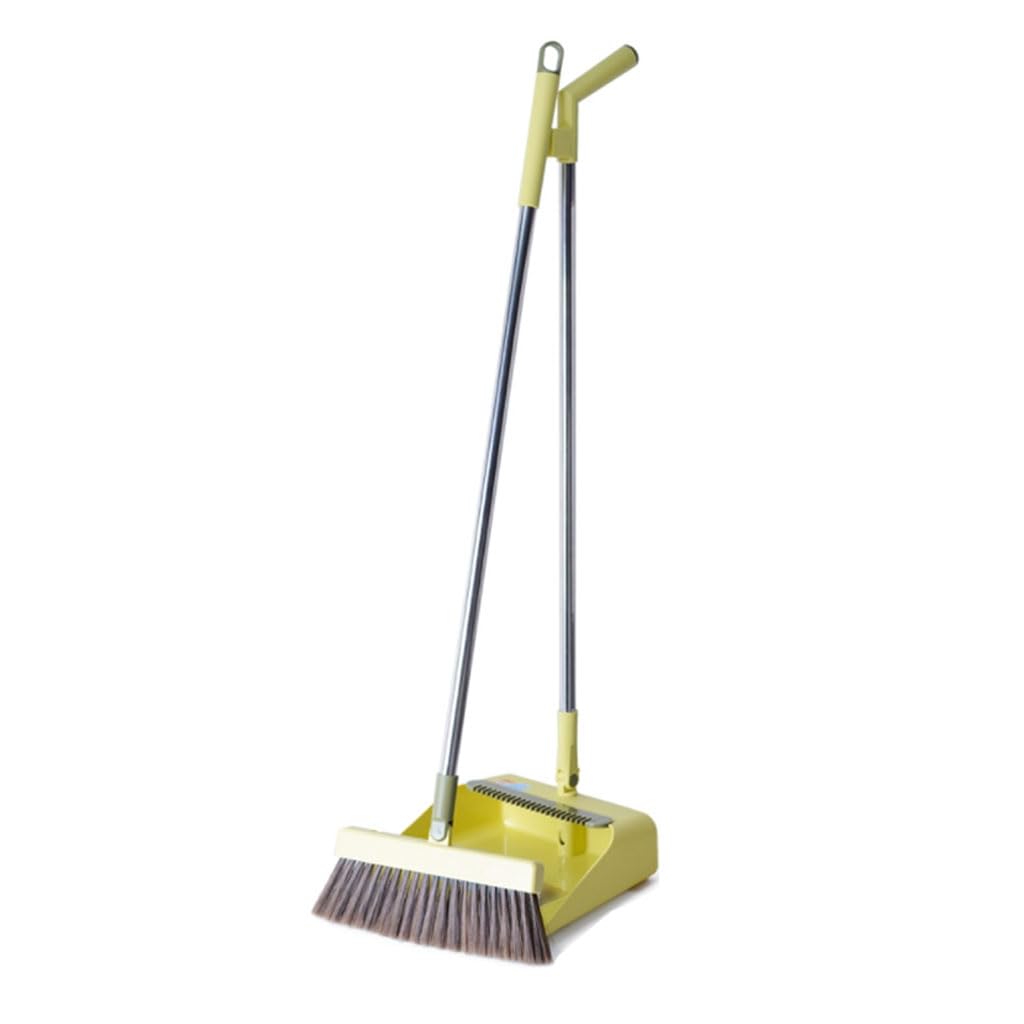 Moderno Juego de Escoba y recogedor Plegables, Escoba giratoria de Mango Largo de Acero Inoxidable con recogedor para el hogar Conveniente