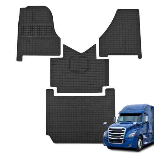 Floor Mats for Freightliner Cascadia 20182025 All-Weather Heavy Duty Rubber Waterproof Cascadia 126 Truck Floor Liners Non-Slip Easy to Clean 4-Piece Set