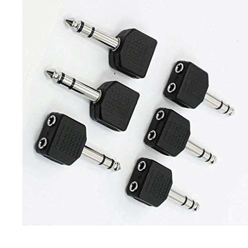 Adaptador de audio Jack 6.35mm a dual 3.5mm 6 piezas miniatura 1