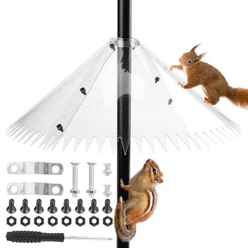 OFC Lenw Squirrel Baffle for Bird Feeder Pole, Outdoor Pole Mount Squirrel Proof Baffle with Serrated Edge, Bird House Guard for Outdoor Protect Hanging Bird Feeders, 14 Inch