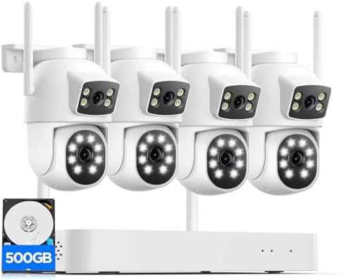 Camcamp 4MP Kit Cámaras de Vigilancia WiFi Exterior,Doble Lente d...