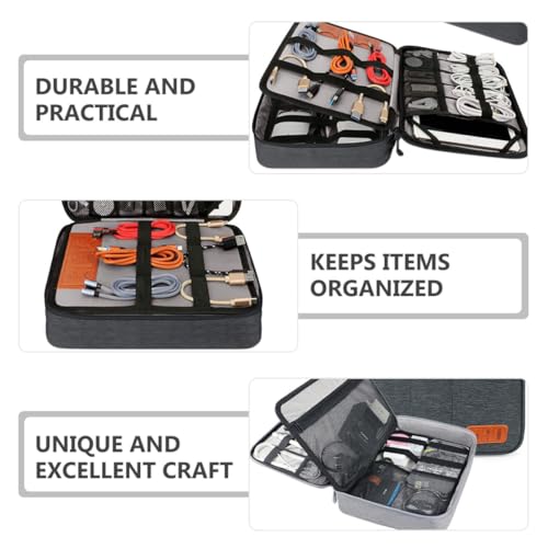 Bolsa organizadora de cables impermeable doble capa para accesorios electrónicos 3