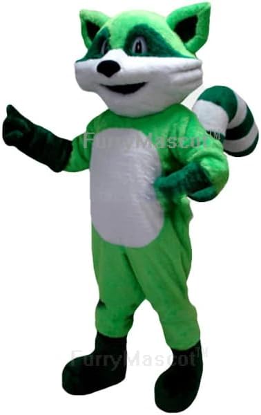 Adorable Green Raccoon Mascot Costume Adults Costumes & COOL FANS & COOL ICE VEST Inside