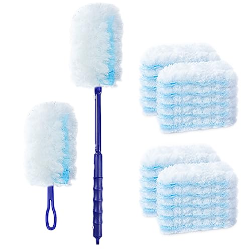 SUZZYVINE Duster Dust Magnet Starter Kit,Flash Dust Magnet Refills, Swiffer duster 2 Handle + 12 Refills, Trap And Lock Away Dust, Dirt And Hair In No Time