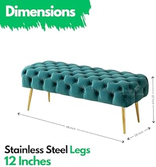 CRUZ INTERNATIONAL - online shopping-be ready ! Modern 2-Seater Upholstered Ottoman Settee Couch Bench Pouffe Footstool - Stool for Living Room, Bedroom, or Office (Yellow)