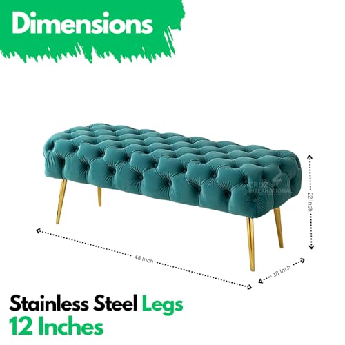 CRUZ INTERNATIONAL - online shopping-be ready ! Modern 2-Seater Upholstered Ottoman Settee Couch Bench Pouffe Footstool - Stool for Living Room, Bedroom, or Office (Yellow)