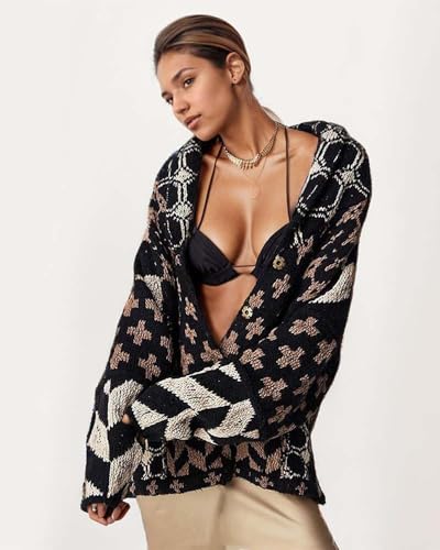 LaurelTree Womens Cardigan Sweaters Open Front Button up Weaters Y2k Knit Chunky Winter Outerwear Coats with Hem Drawstring3