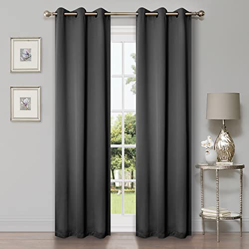 Superior Blackout Curtains, Room Darkening, Bedroom, Living Room Window Accents, Sun Blocking, Thermal, Classic Modern with Rod Pockets or Grommets, Solid Collection, 4 Panels, 42" x 63", Grey