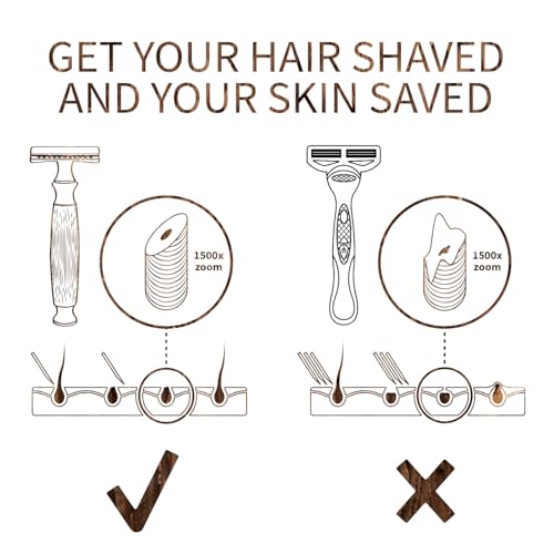 Image of Bambaw Double Edge Safety Razor for Men & Women, Double Edge Razor with 5 Blades, Eco-Friendly Safety Razors, Reusable & Plastic Free - Thick Bamboo Silver
