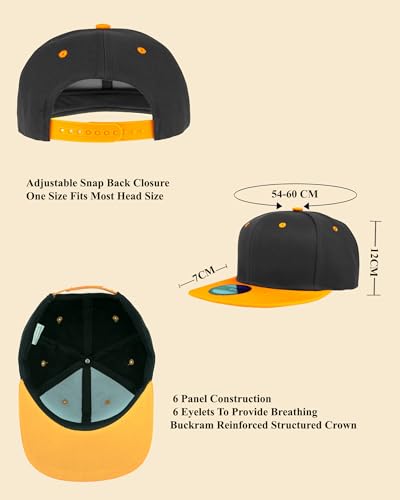 Image of Gelante Snapback Hats for Men - Flat Bill Brim Baseball Cap Hat - Plain Blank Adjustable