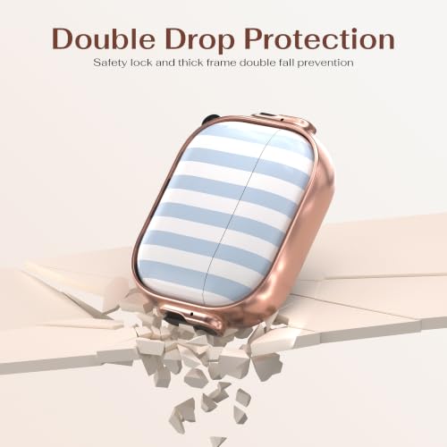 Image of for AirPods Pro 3rd Case with Safety Lock, Magsafe Compatible, Blue Stripes | Double Secure Lock,Drop Protection,Two-Piece Design,with Gold Keychain, Anti Lost, Dustproof, Cute AirPod Pro 3 Case