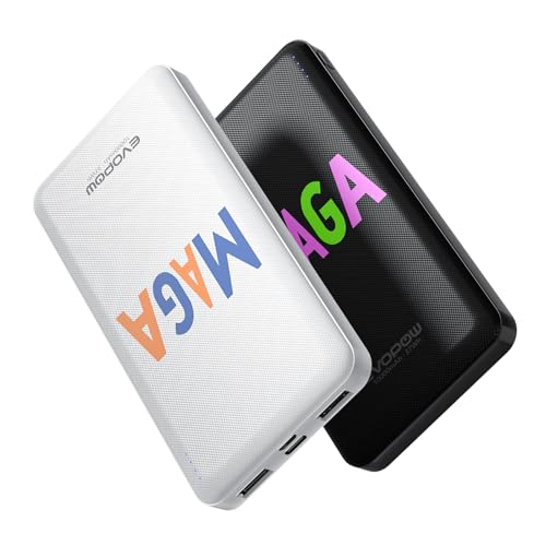 Paquete de 2 baterías portátiles de 10000 mAh, batería ultra delgada, carga rápida USB-C de 15 W, banco de energía para iPhone 15/14/13/12, Galaxy S24/23/22/21, Pixel y etc (modelo Word)
