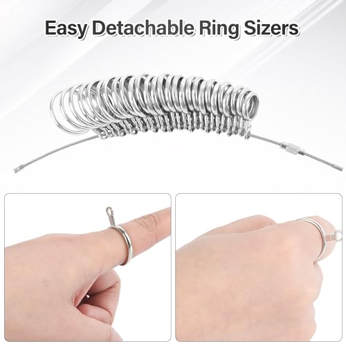 nulink ring sizer measuring tool stainless steel finger rings gauge 0-13 sizing measuring with half size 27 pcs