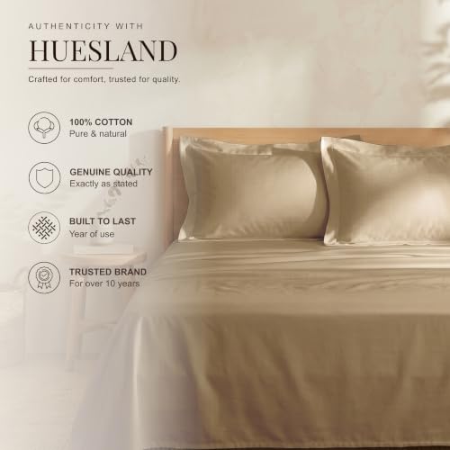 Image of Huesland Premium 100% Cotton Luxe Soft Touch 300 Thead Count Pillow Cover Set of 2 - Sand Dune