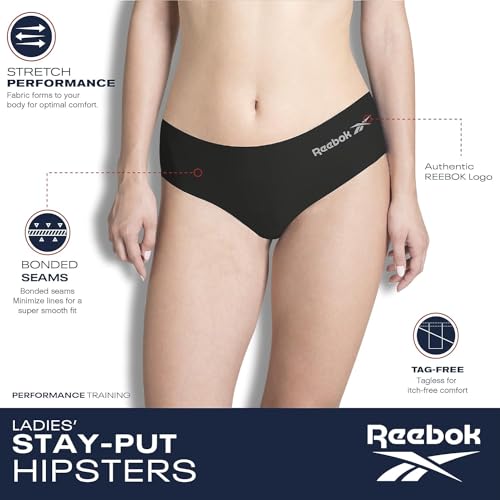 Reebok Hipster Panties for Women - 6 Pack Stretch Performance Seamless Underwear with Relaxed Tagless Waist (S-XL)2