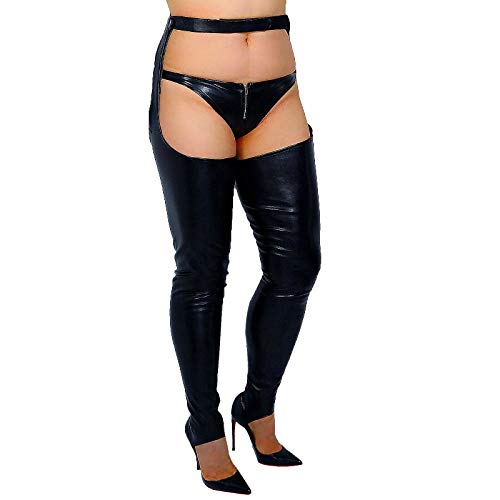 DooWay Women's Sexy Stirrup Leg Warmers Faux Leather high Boot Socks with Garter Belts