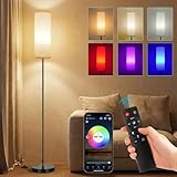 Lámpara de Pie LED RGB Inteligente para Sala - Control por APP y Remoto Magnético, Lámpara de Piso Moderna con...