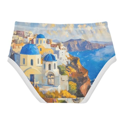 Vivid Oil Painting Santorini Toddler Girls's Underwear 2T 202c02322