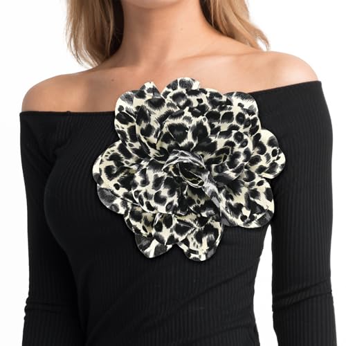 Image of M METERXITY Extra Large Rose Flower Brooches, Lapel Pins Dainty Satin Fabric Big Camellia Oversized Brooch Pin