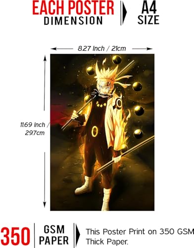 Image of Posternet Anime Style Poster Set for Wall Decoration Set of 10 | HD Printed Aesthetic Action Wall Art | Premium Glossy Finish Posters for Bedroom, Gaming Room & Living Space