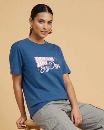 Image of Nobero Women's Graphic Printed Regular Fit Cotton T-Shirt | Casual Tees for Women (Pack of 3)